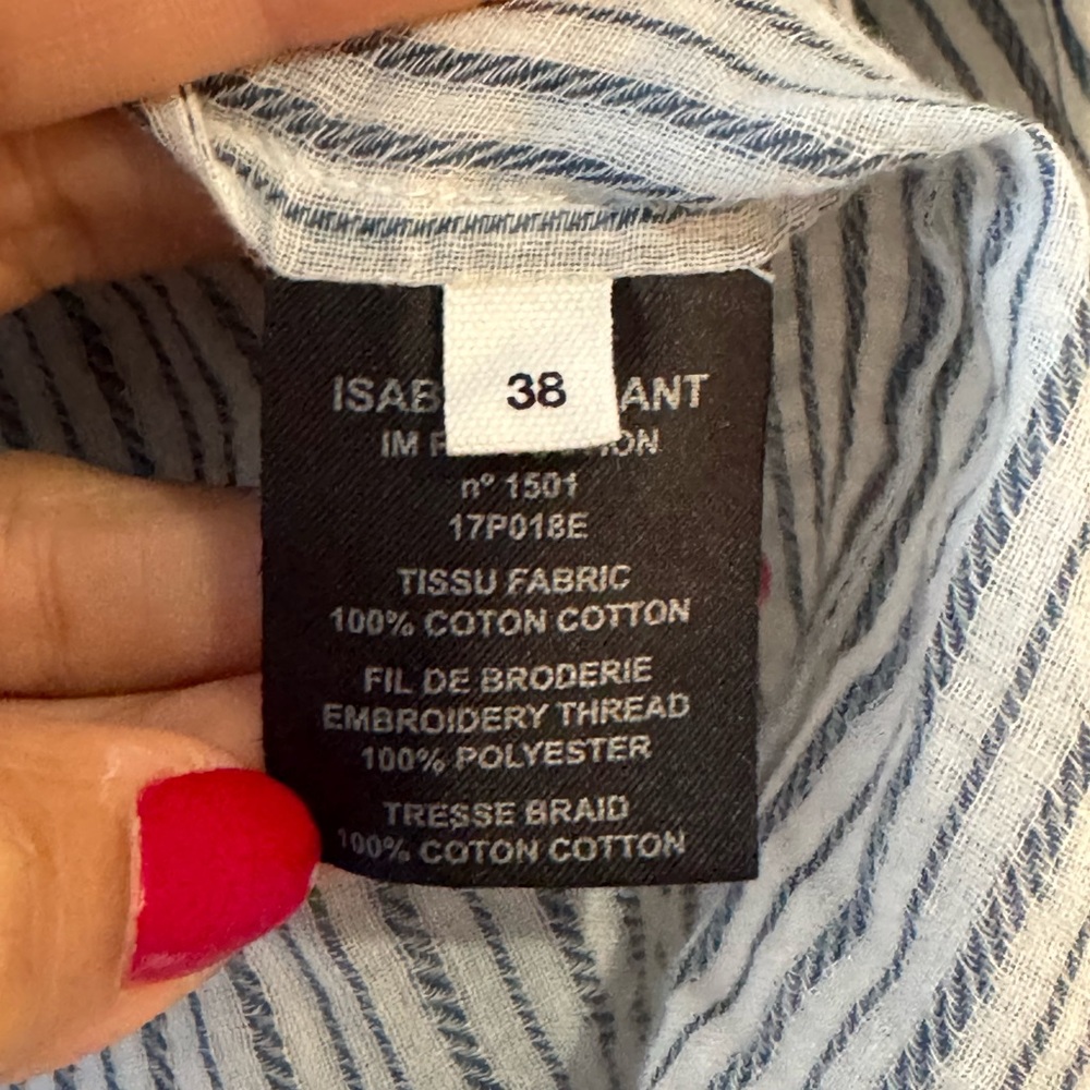 ISABEL MARANT Etoile Striped Joy Top Embroidered Blouse - Picture 11 of 12